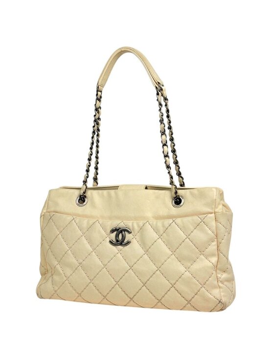 Chanel Handbags - Chanel Wild Stitch Chain Tote CC Logo Leather White